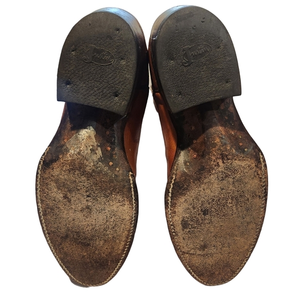 VINTAGE TAN WESTERN LEATHER JUSTIN COWBOY BOOTS SZ 6 - Picture 8 of 11